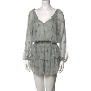 LoveShackFancy Silk Long Sleeve Popover Mini Dress